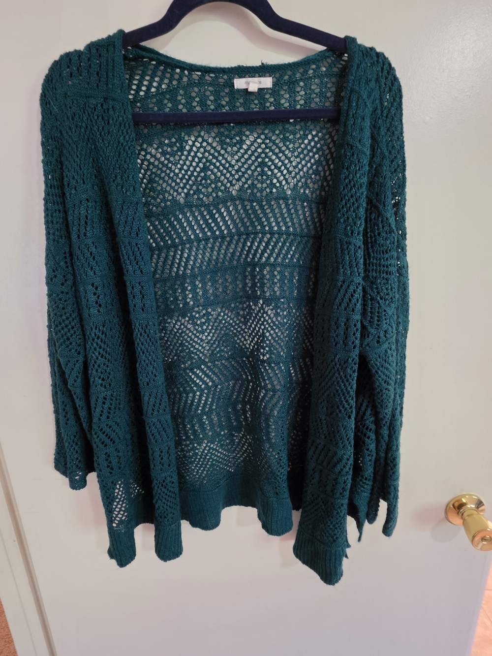 Maurices Teal Open-Knit Crochet Cardigan